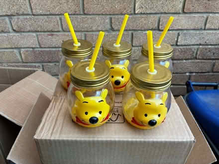 Photo of free 5 Disney Winnie-the-Pooh drinking jars with straws (Chippenham SN15) #1
