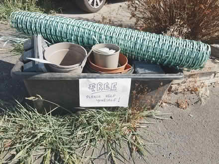 Photo of free Plant pots, tub/pond, plastic fence (Garsington OX44) #1