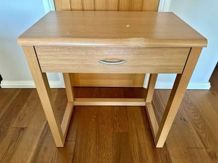 Photo of free Oak Effect Table with Drawer (New Milton BH25) #1