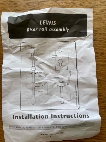 Photo of free Riser rail for shower (Surbiton KT6) #1