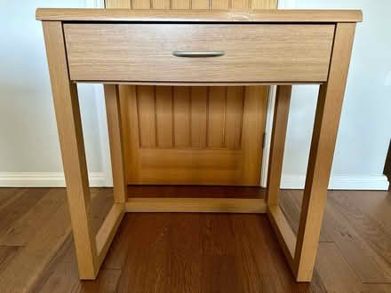 Photo of free Oak Effect Table with Drawer (New Milton BH25) #2