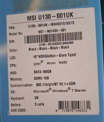 Photo of free MSI U130 notebook (Headington OX3) #2