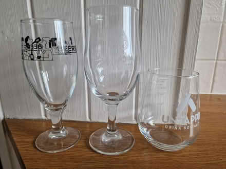 Photo of free Three beer glasses (Woking GU22 9) #1