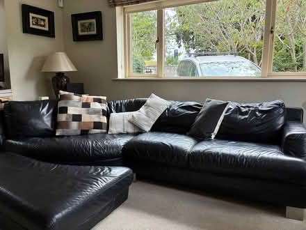 Photo of free Leather black corner couch unit + (Greystones near centra) #1