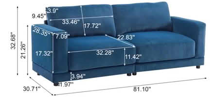 Photo of free Blue Velvet Sofa (Ken Caryl / Chatfield) #3