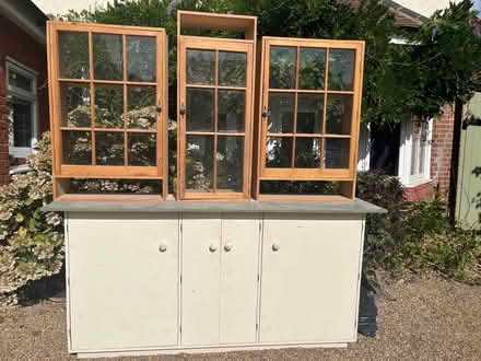 Photo of free Wooden sideboard with glass panelled top section (Surbiton KT6) #1