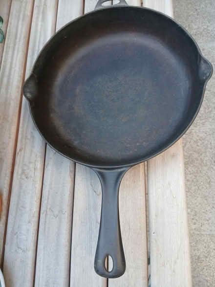 Photo of free Large Cast Iron Pan with lid (The Hythe, Maldon CM9) #1