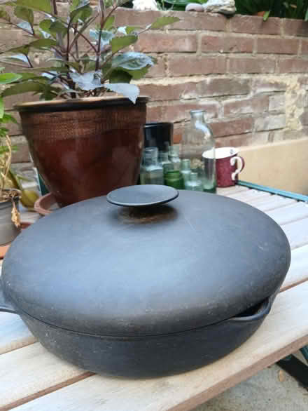Photo of free Large Cast Iron Pan with lid (The Hythe, Maldon CM9) #3