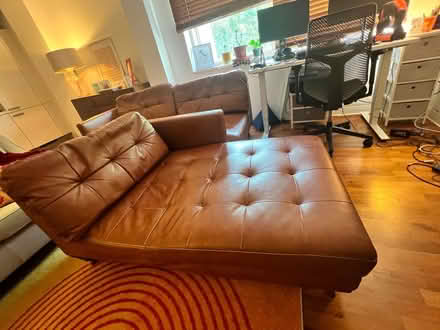 Photo of free Brown L-shaped leather sofa (Charlton SE7) #2