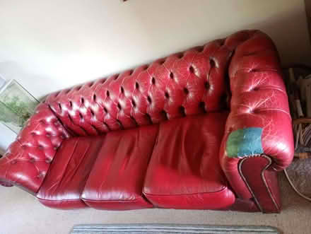 Photo of free Leather 3 seater chesterfield (Low Leighton SK22) #1