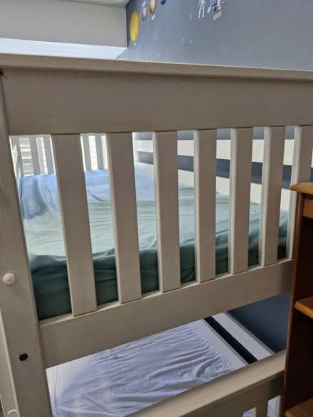 Photo of free White IKEA wooden bunkbeds 3/4 size (CH43 Upton) #2