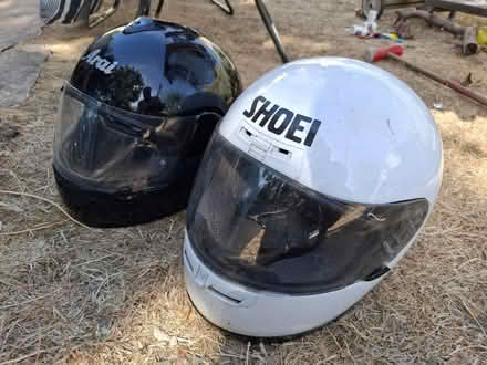 Photo of free 2x VERY old motorcycle helmets (Old Bletchley MK3) #1