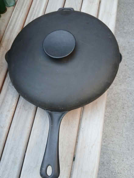 Photo of free Large Cast Iron Pan with lid (The Hythe, Maldon CM9) #2