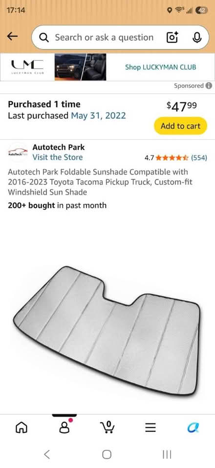 Photo of free 3rd Gen Tacoma Sun Shade (Millersville) #1