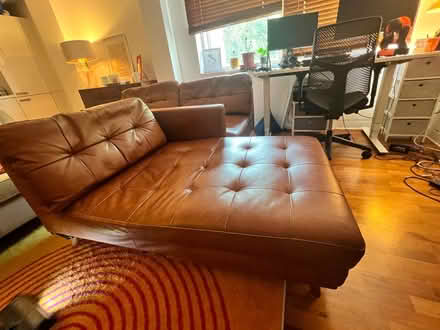 Photo of free Brown L-shaped leather sofa (Charlton SE7) #3
