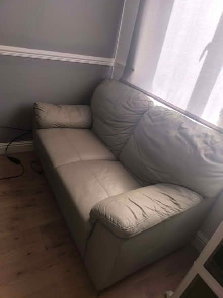 Photo of free Light Grey/Stone Leather Sofas 3-Seater & 2-Seater (Long Eaton NG10) #2