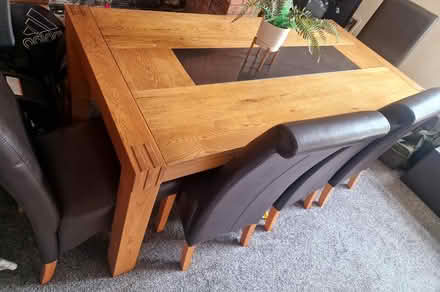 Photo of free Oak table 6x leather chairs (Bridgwater area) #1