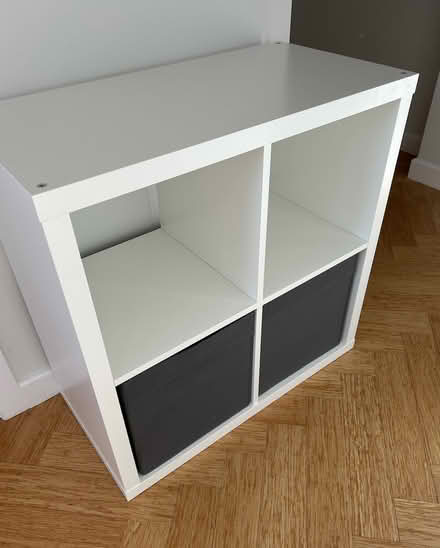 Photo of free 2x2 Kallax with two dark grey soft boxes (Lodge Moor S10) #1