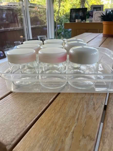 Photo of free 9 small Glass Jars (Chewton Keynsham BS31) #1
