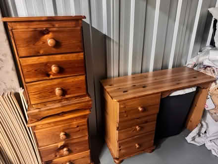 Photo of free 2 Pine Bedside Tables & 1 Desk (NG7 2NR) #1