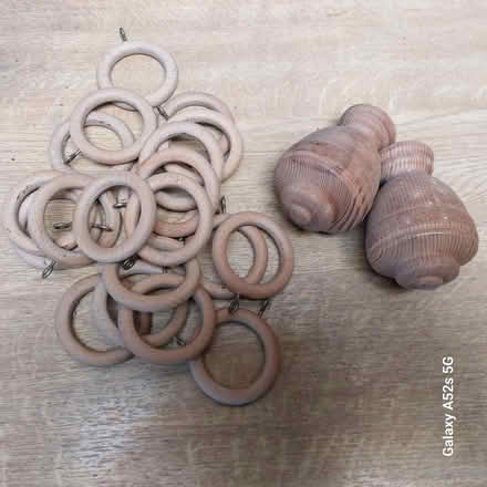 Photo of free Wooden curtain rail rings & finials (Addlestone KT15) #1