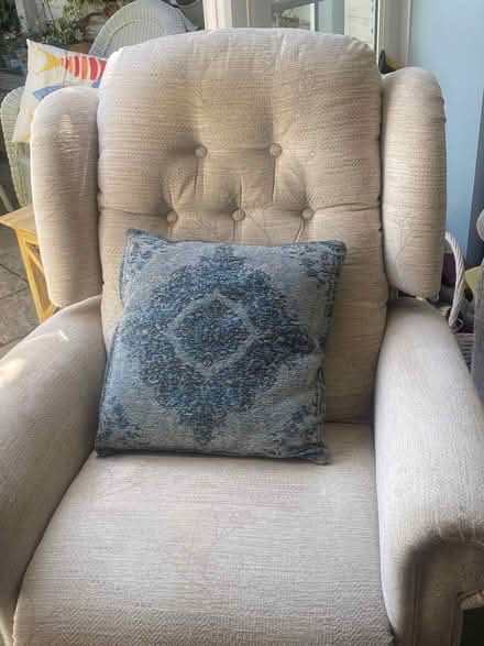 Photo of free Recliner chair and grey sofa bed with matching storage stool (Buckland SN7) #1