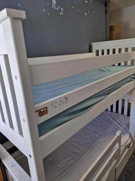 Photo of free White IKEA wooden bunkbeds 3/4 size (CH43 Upton) #3