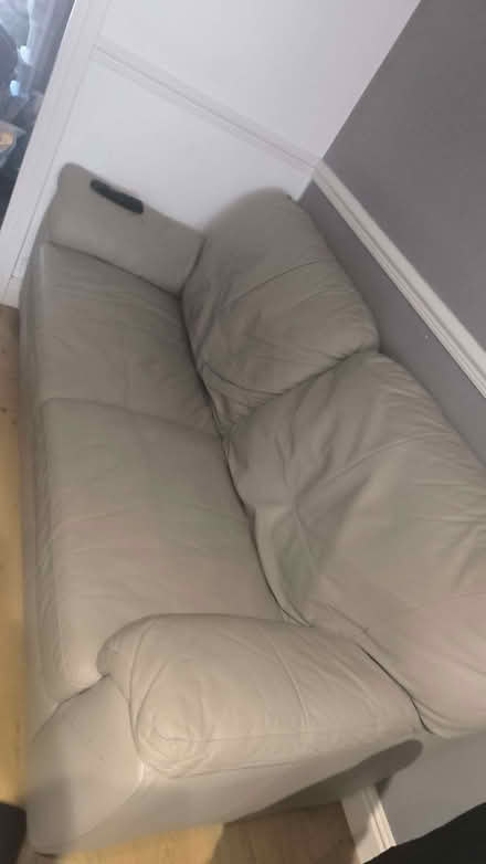 Photo of free Light Grey/Stone Leather Sofas 3-Seater & 2-Seater (Long Eaton NG10) #4