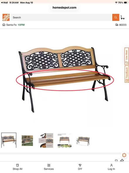 Photo of free Home Depot outdoor bench (S Garland St and W Yale Ave) #1