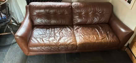 Photo of free Leather sofa 3 seats (Mappleborough Green B80) #1