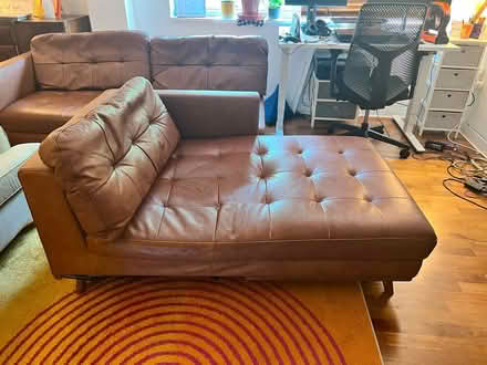 Photo of free Brown L-shaped leather sofa (Charlton SE7) #1