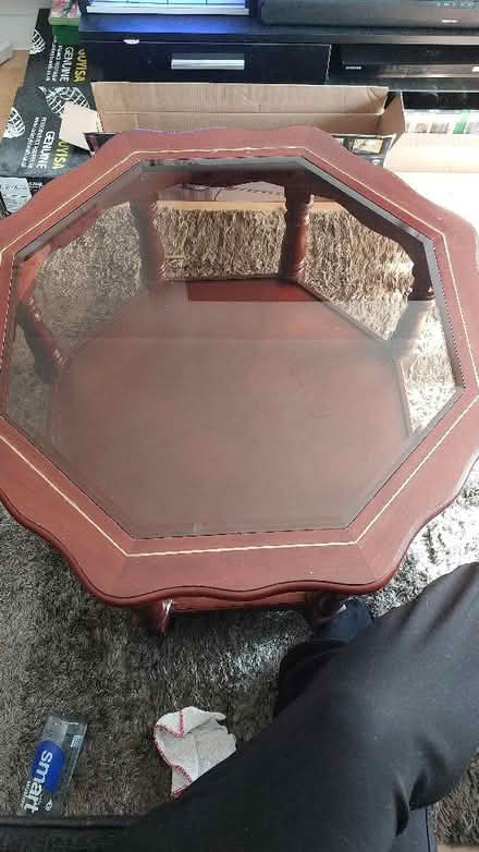 Photo of free Wooden Coffee Table with Glass Top (Hanwell W13) #1