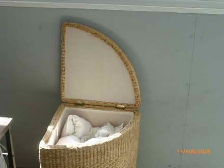 Photo of free Wicker linen / laundry basket with hinged lid (Northowram HX3) #2