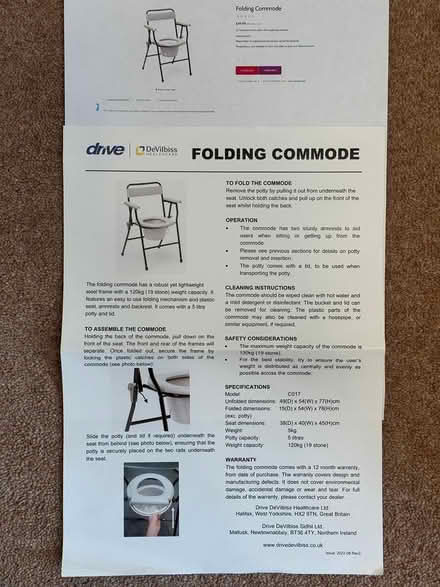 Photo of free COMMODE Folding, Camping/other (RG14 speen) #4