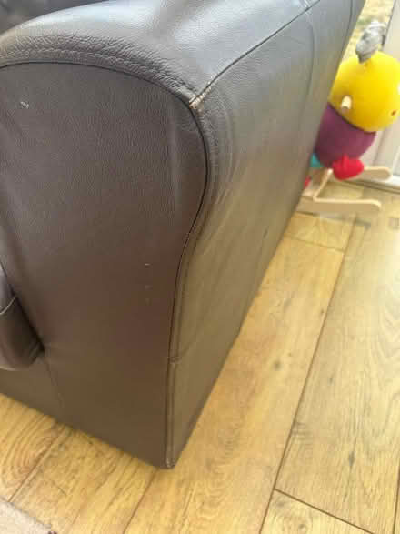 Photo of free Brown leather sofa (Market Drayton TF9) #3