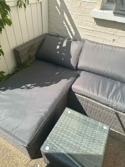 Photo of free Garden L shaped set woven plastic grey (Teddington TW11) #2