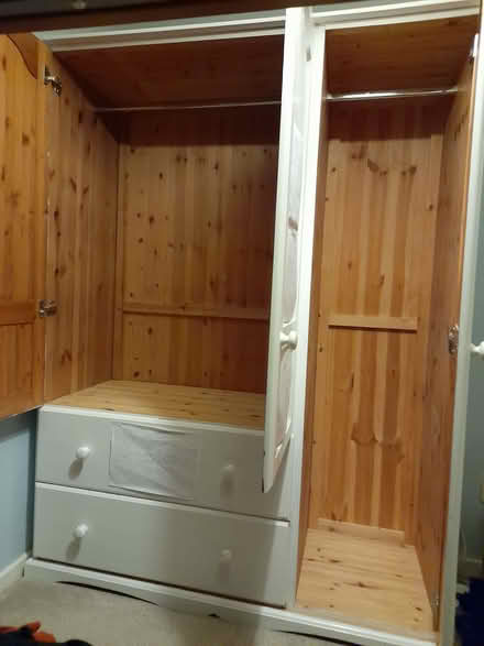 Photo of free Solid wood 3 doors wardrobe with hanging rails and drawers, (Woodgate B32) #2