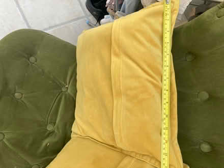 Photo of free 2 x yellow velvet cushions (Wooburn Green, HP10) #3
