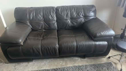 Photo of free 2 X 2 seater leather sofa and footstool/storage (Padgate WA1) #2