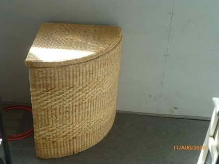 Photo of free Wicker linen / laundry basket with hinged lid (Northowram HX3) #1