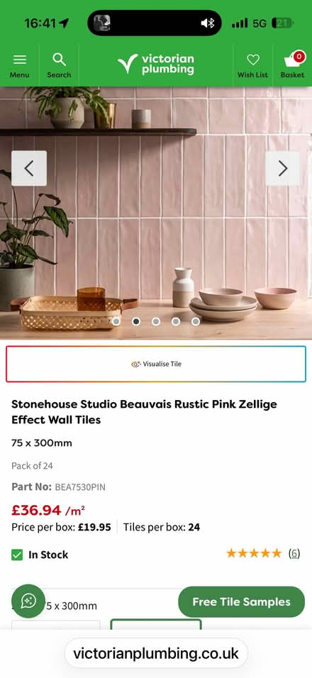 Photo of free Stonehouse Studio Beauvais Pink Zellige Wall Tiles 75x300mm (Hill Brow GU33) #1