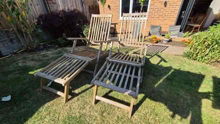 Photo of free 2 wooden sun loungers (High Green S35) #1