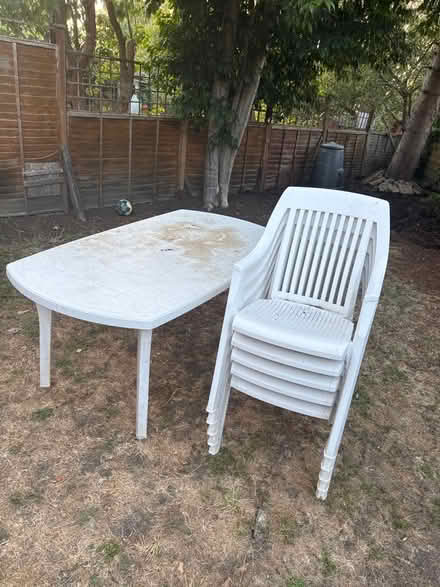 Photo of free plastic garden table and chairs (Church RG2) #1