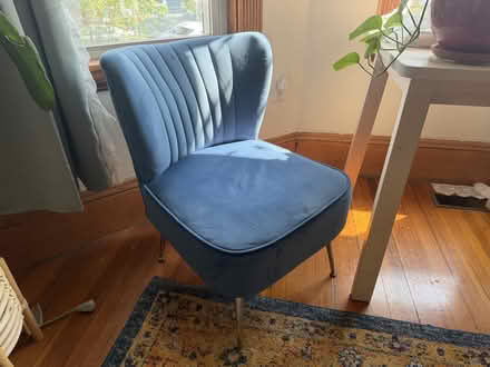Photo of free 2 Blue Velvet Chairs (Mission Hill) #1