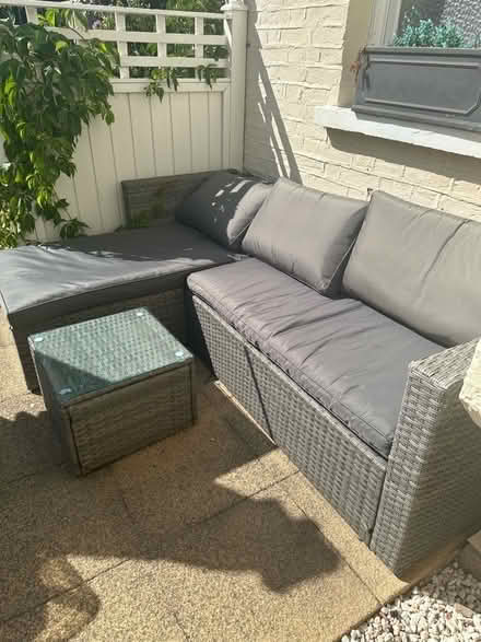 Photo of free Garden L shaped set woven plastic grey (Teddington TW11) #1