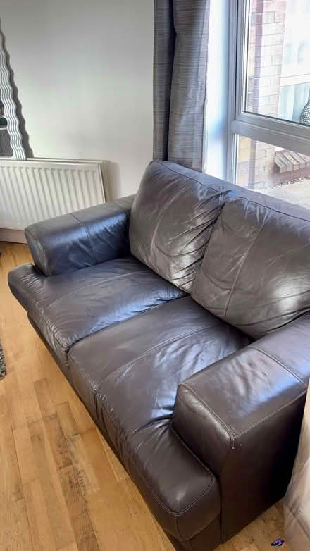 Photo of free Brown 2 seater leather sofa (Lambeg, Lisburn BT27) #2