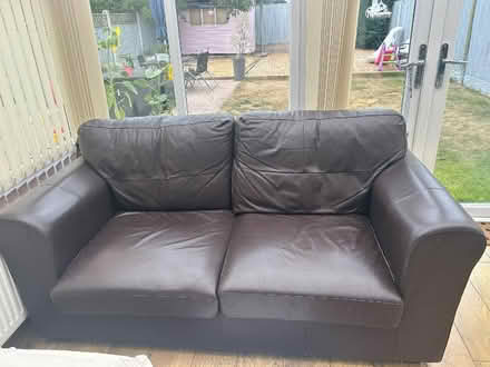 Photo of free Brown leather sofa (Market Drayton TF9) #1