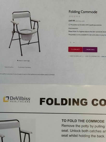 Photo of free COMMODE Folding, Camping/other (RG14 speen) #3