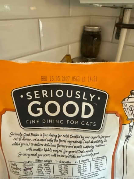Photo of free good kitten dry food (Tudor Road E4) #2