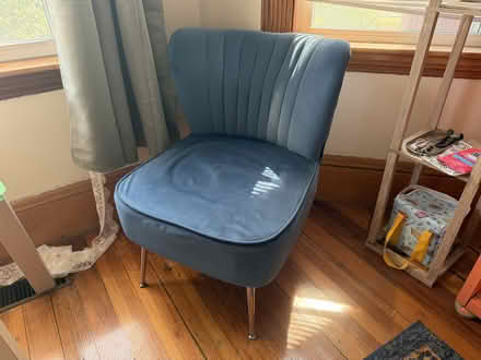 Photo of free 2 Blue Velvet Chairs (Mission Hill) #2
